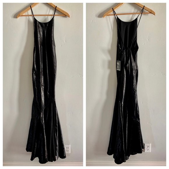 Express black halter open back satin maxi dress - Picture 7 of 14